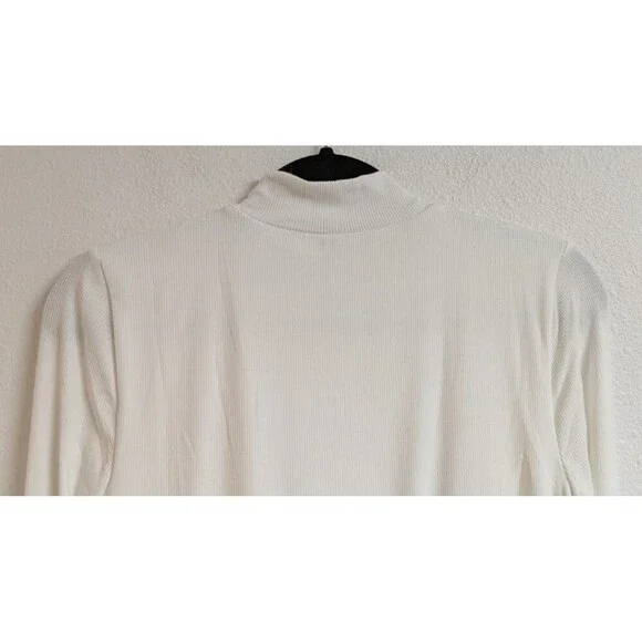 NWT~SOMA White Ribbed Mock Neck Bodysuit w/ Built-In Bra Medium $69.95 - Picture 5 of 10